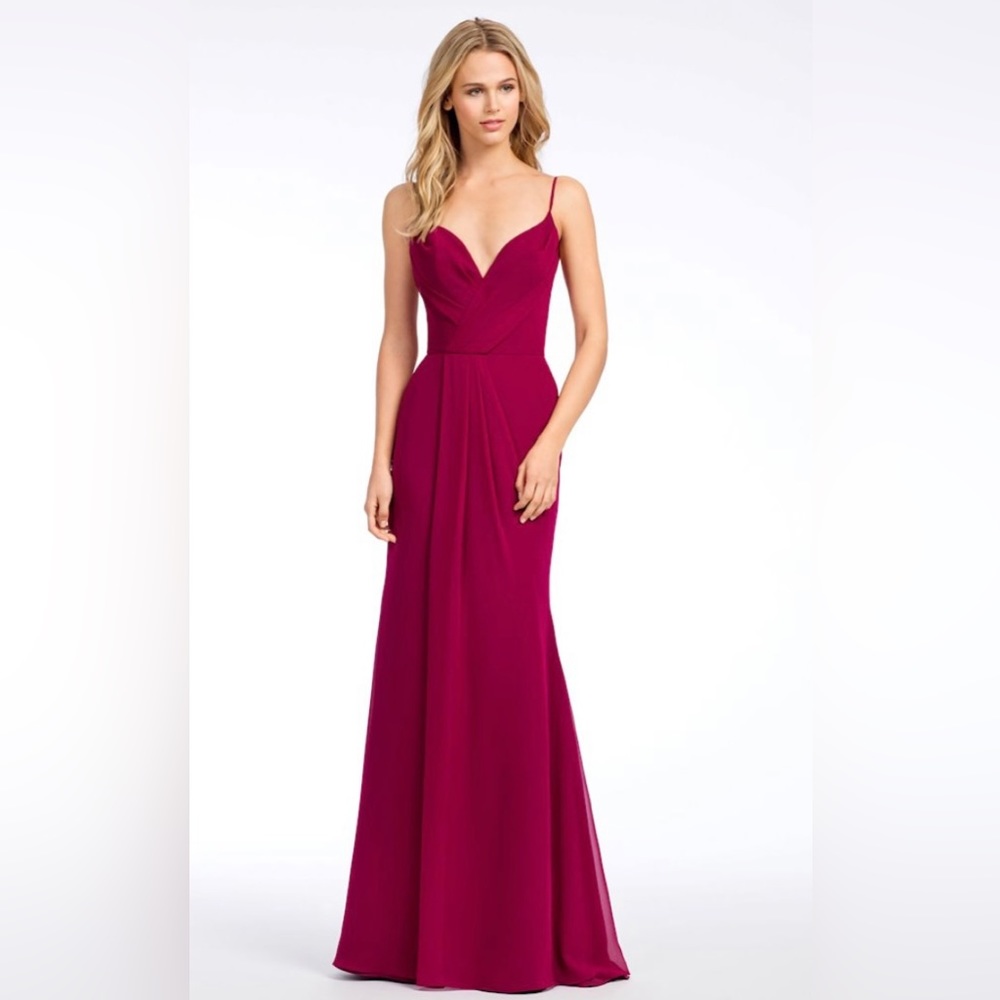 Hayley Paige Occasions navy chiffon dress, style 5659, worn once